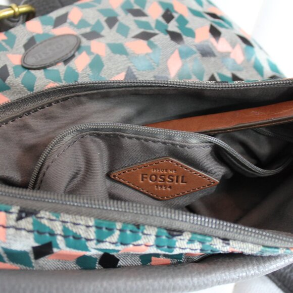 Fossil Morgan North South Leather Geometric Large Travel Messenger shoulder Bag - Picture 7 of 7